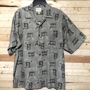 JOSEPH & FEISS Men’s Gray Silk lightweight Button Up Short Sleeve Shirt size M